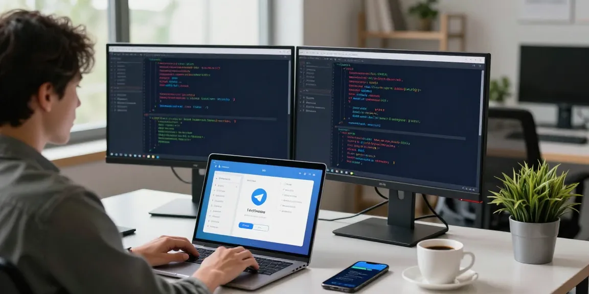 Customizing Telegram Chinese settings in a modern tech workspace.