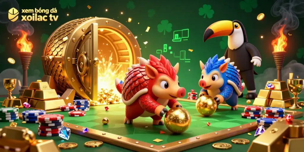 Xem bóng đá xoilac tv showcases rival pangolins in an action-packed gambling scene filled with treasure.