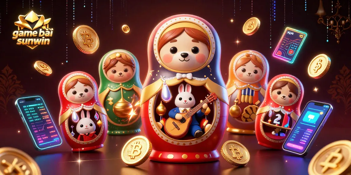 Experience thrilling game bài sunwin with dynamic 3D casino elements in an energetic illustration.